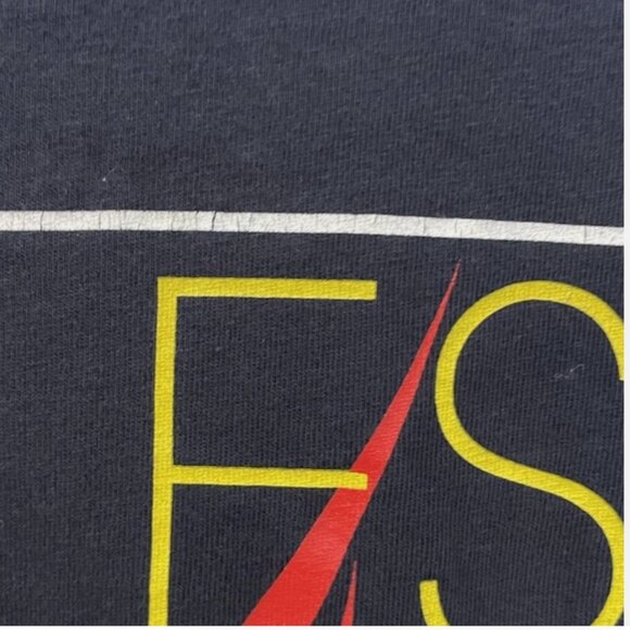 NAUTICA Mens Large T Shirt Navy Blue Cotton 2 Sided Nautical Graphics - Picture 5 of 6